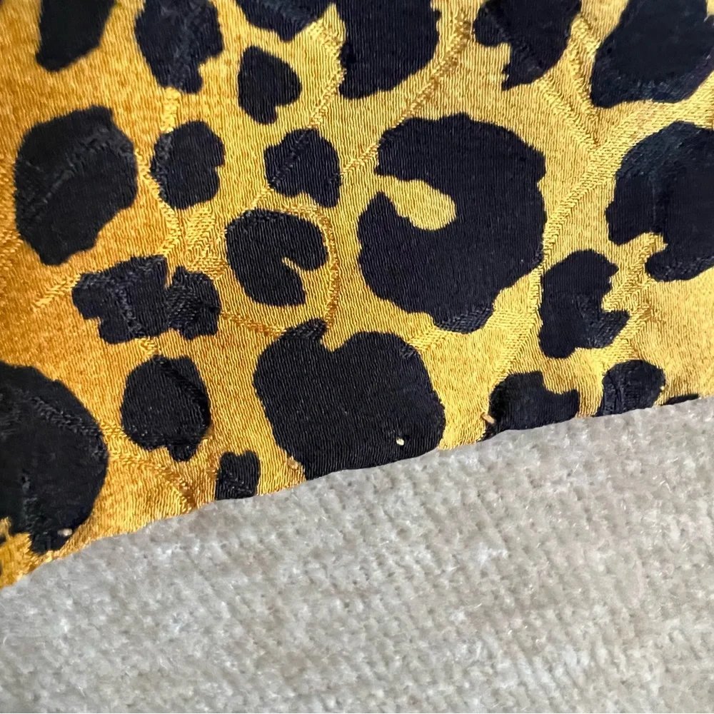 ENRICO COVERI Vintage Silk Leopard Print Logo Scarf